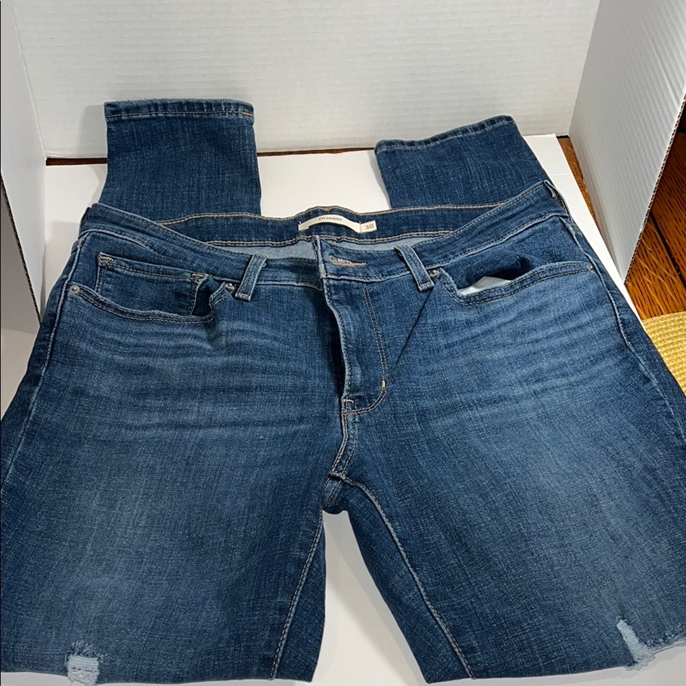 Levi's Blue Straight Leg Jeans with Elastic Waistband